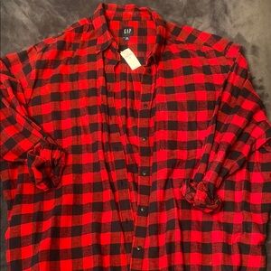 GAP Red and Black Casual Button Down Shirt